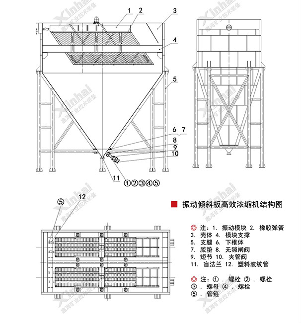 斜板式濃縮機結構原理圖